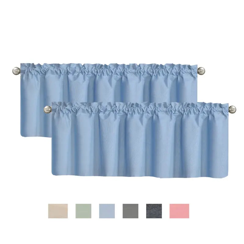 Solid 2-Piece Ultra Soft Blackout Drapes with Metal Rings, 39×20in Full Cover Perforated Heat-Insulated Short Curtains, Machine Washable, Do Not Bleach, Ideal for Bedroom Kitchen Decor