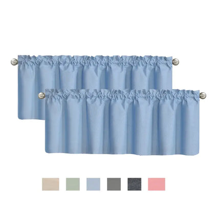 Solid 2-Piece Ultra Soft Blackout Drapes with Metal Rings, 39×20in Full Cover Perforated Heat-Insulated Short Curtains, Machine Washable, Do Not Bleach, Ideal for Bedroom Kitchen Decor