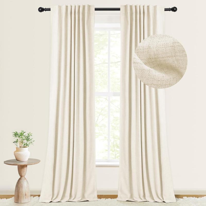 Inovaday | Blackout Curtains- 2pcs Linen Curtains for Bedroom & Living Room – Rod Pocket & Back Tab,Light Blocking Window Curtains for Apartment, Back To School,Renter-Friendly/Dorm Essentials,Home Textile