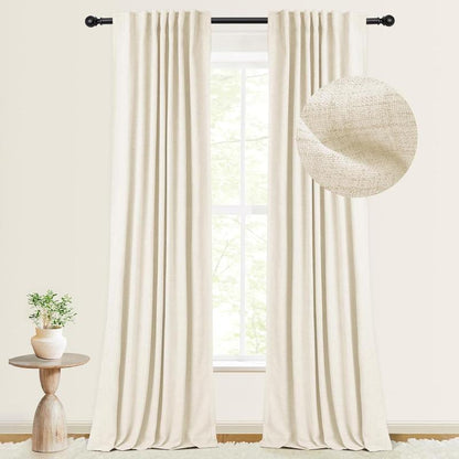 Inovaday | Blackout Curtains- 2pcs Linen Curtains for Bedroom & Living Room – Rod Pocket & Back Tab,Light Blocking Window Curtains for Apartment, Back To School,Renter-Friendly/Dorm Essentials,Home Textile