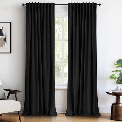 Inovaday | Blackout Curtains- 2pcs Linen Curtains for Bedroom & Living Room – Rod Pocket & Back Tab,Light Blocking Window Curtains for Apartment, Back To School,Renter-Friendly/Dorm Essentials,Home Textile