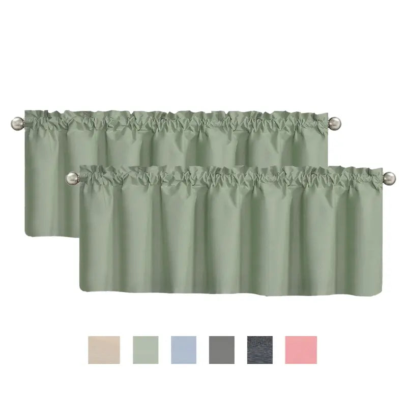 Solid 2-Piece Ultra Soft Blackout Drapes with Metal Rings, 39×20in Full Cover Perforated Heat-Insulated Short Curtains, Machine Washable, Do Not Bleach, Ideal for Bedroom Kitchen Decor