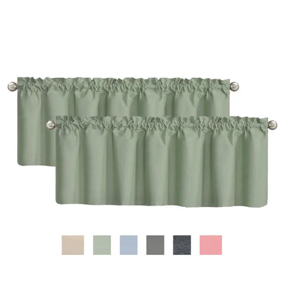 Solid 2-Piece Ultra Soft Blackout Drapes with Metal Rings, 39×20in Full Cover Perforated Heat-Insulated Short Curtains, Machine Washable, Do Not Bleach, Ideal for Bedroom Kitchen Decor