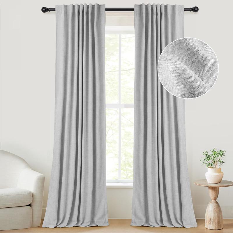 Inovaday | Blackout Curtains- 2pcs Linen Curtains for Bedroom & Living Room – Rod Pocket & Back Tab,Light Blocking Window Curtains for Apartment, Back To School,Renter-Friendly/Dorm Essentials,Home Textile