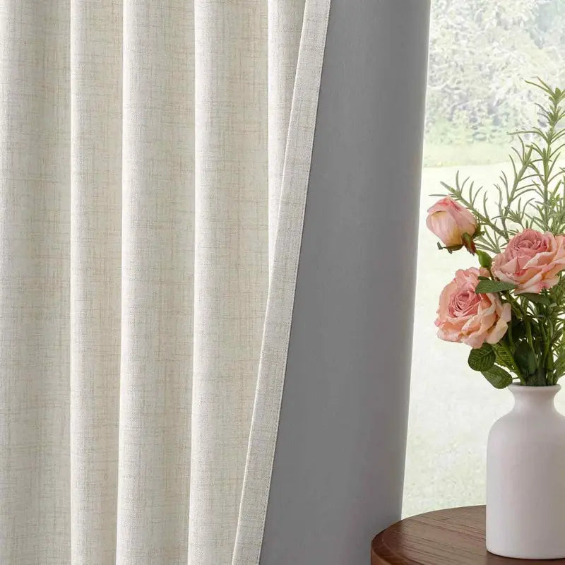 Inovaday | Blackout Curtains- 2pcs Linen Curtains for Bedroom & Living Room – Rod Pocket & Back Tab,Light Blocking Window Curtains for Apartment, Back To School,Renter-Friendly/Dorm Essentials,Home Textile