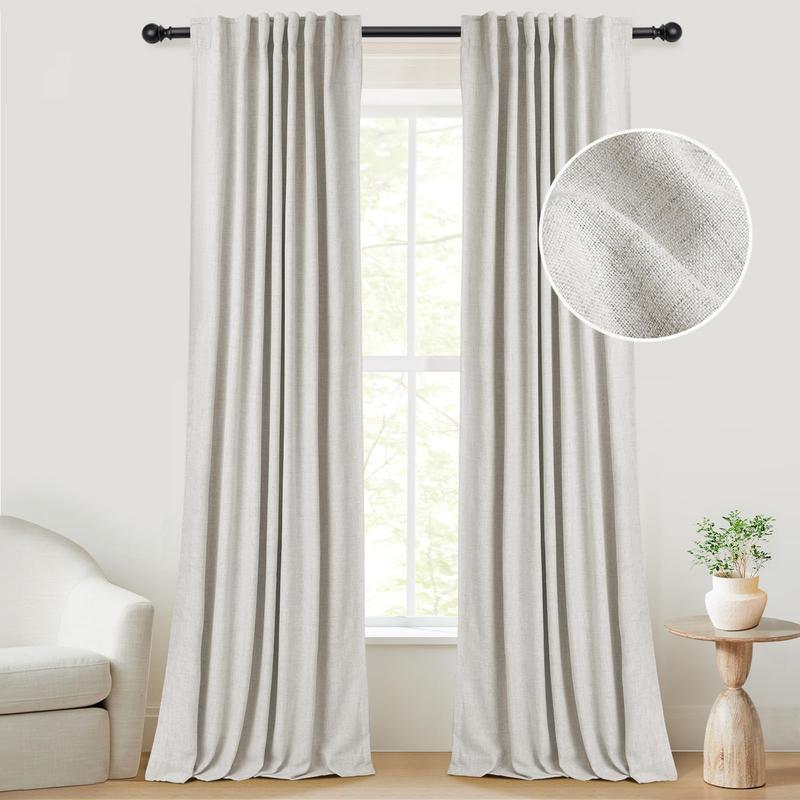 Inovaday | Blackout Curtains- 2pcs Linen Curtains for Bedroom & Living Room – Rod Pocket & Back Tab,Light Blocking Window Curtains for Apartment, Back To School,Renter-Friendly/Dorm Essentials,Home Textile