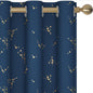Deconovo 2-Panel Blackout Curtain for Windows - Modern Constellation Style, Gold Star Foil All-Over Print, Thermal Lined, Soundproof Curtains, Silky Smooth Drape, Durable, Machine Washable for Living Room, School Playroom