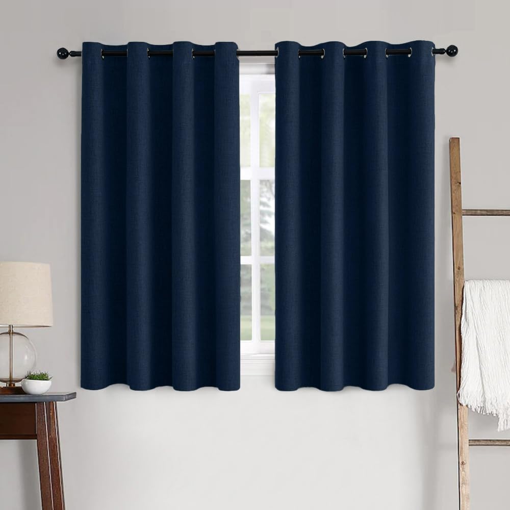MIULEE 100% Blackout Linen Curtains for Bedroom 52x84 Inches Natural Beige