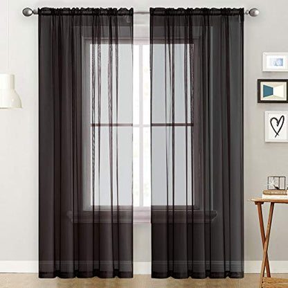 SpaceDresser Sheer Voile Curtains for Living Room 84 Inch Long 2 Panels