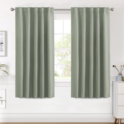 H.VERSAILTEX Blackout Curtains Thermal Insulated Window Treatment Panels Room Darkening Blackout Drapes for Living Room Back Tab/Rod Pocket Bedroom Draperies, 52 x 84 Inch, Light Sage, 2 Panels