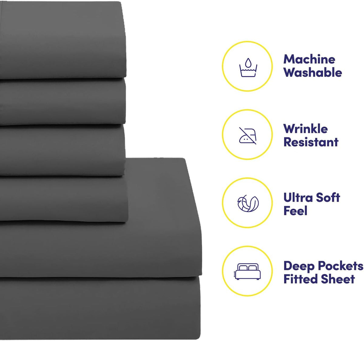 Full Size Comforter Set with Sheets - 7-Piece Bedding Collection - 1 Comforter, 1 Fitted Sheet, 1 Flat, 4 Pillowcases - Deep Pocket - Soft & Breathable Premium Quality - Ideal for All Seasons, Gray