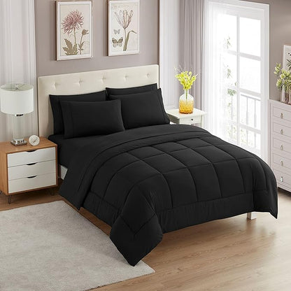 Full Size Comforter Set with Sheets - 7-Piece Bedding Collection - 1 Comforter, 1 Fitted Sheet, 1 Flat, 4 Pillowcases - Deep Pocket - Soft & Breathable Premium Quality - Ideal for All Seasons, Gray