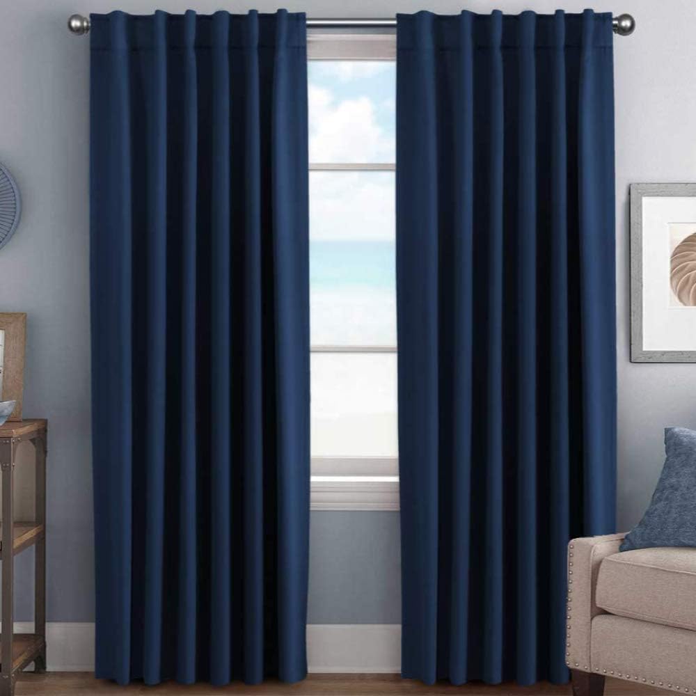 H.VERSAILTEX Blackout Curtains Thermal Insulated Window Treatment Panels Room Darkening Blackout Drapes for Living Room Back Tab/Rod Pocket Bedroom Draperies, 52 x 84 Inch, Light Sage, 2 Panels