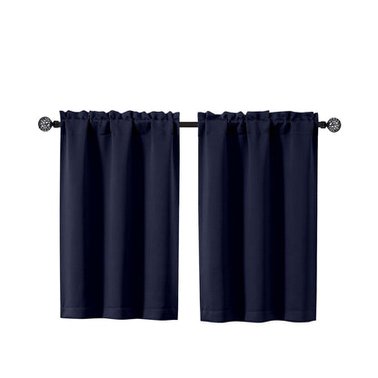 Gwine Black Tier Curtains 24 Inch Long 2 Panels for Kitchen