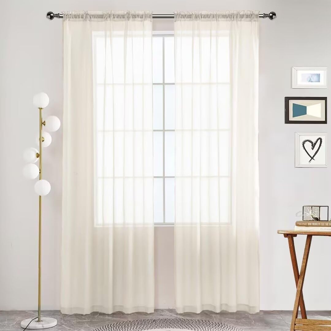 SpaceDresser Sheer Voile Curtains for Living Room 84 Inch Long 2 Panels