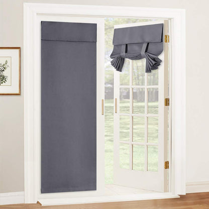 RYB HOME Blackout French Door Curtain, No Drill, W26 x L69, Black, 1 Panel