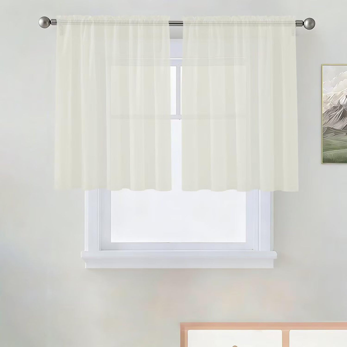 SpaceDresser Sheer Voile Curtains for Living Room 84 Inch Long 2 Panels
