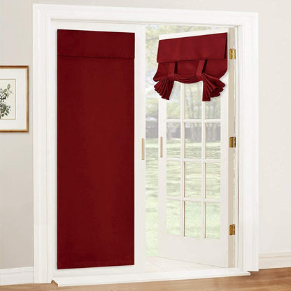 RYB HOME Blackout French Door Curtain, No Drill, W26 x L69, Black, 1 Panel