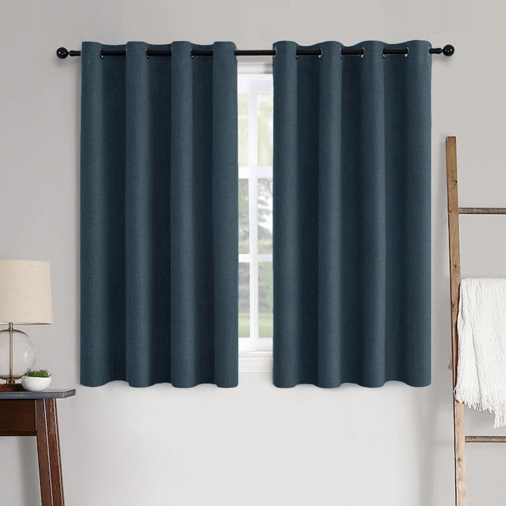 MIULEE 100% Blackout Linen Curtains for Bedroom 52x84 Inches Natural Beige