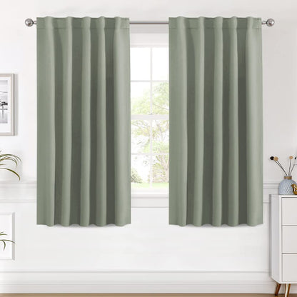 H.VERSAILTEX Blackout Curtains Thermal Insulated Window Treatment Panels Room Darkening Blackout Drapes for Living Room Back Tab/Rod Pocket Bedroom Draperies, 52 x 84 Inch, Light Sage, 2 Panels