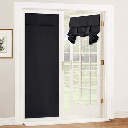 RYB HOME Blackout French Door Curtain, No Drill, W26 x L69, Black, 1 Panel