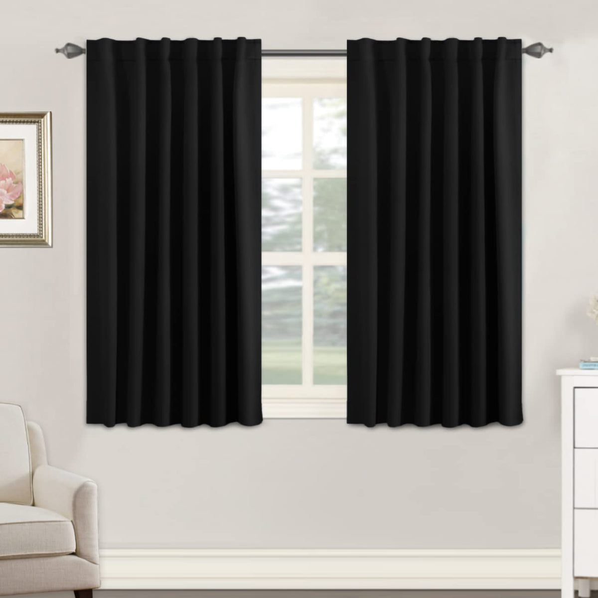 H.VERSAILTEX Blackout Curtains Thermal Insulated Window Treatment Panels Room Darkening Blackout Drapes for Living Room Back Tab/Rod Pocket Bedroom Draperies, 52 x 84 Inch, Light Sage, 2 Panels