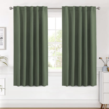 H.VERSAILTEX Blackout Curtains Thermal Insulated Window Treatment Panels Room Darkening Blackout Drapes for Living Room Back Tab/Rod Pocket Bedroom Draperies, 52 x 84 Inch, Light Sage, 2 Panels