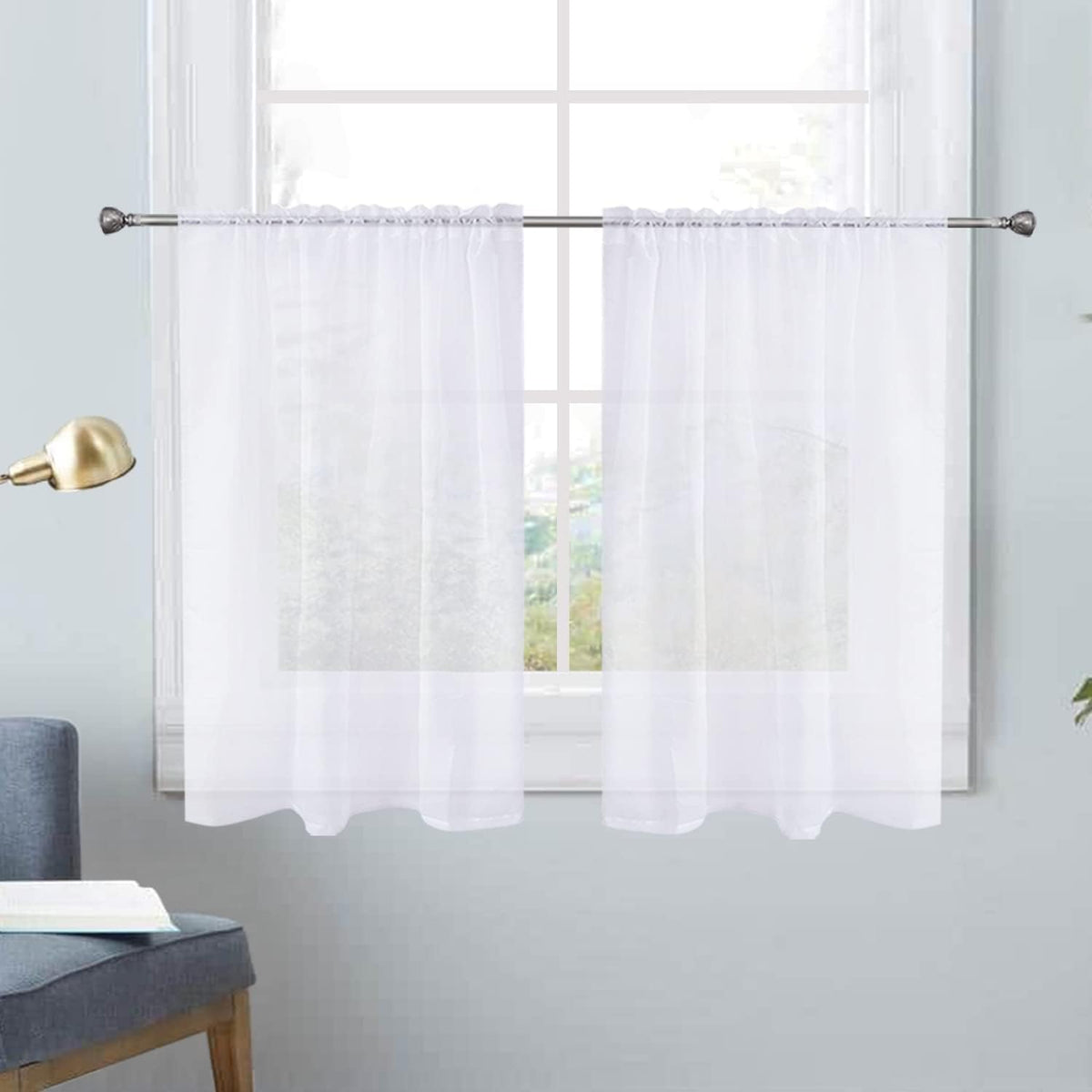 SpaceDresser Sheer Voile Curtains for Living Room 84 Inch Long 2 Panels