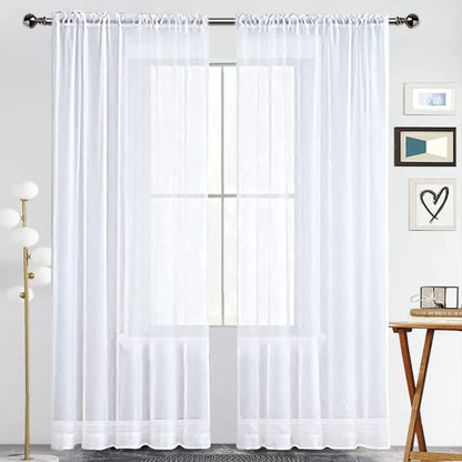 SpaceDresser Sheer Voile Curtains for Living Room 84 Inch Long 2 Panels