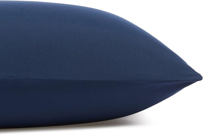 Amazon Basics Lightweight Super Soft Easy Care Breathable Microfiber 4 Piece Bed Sheets Set with 14-Inch Deep Pockets, Full, Navy Blue, Solid
