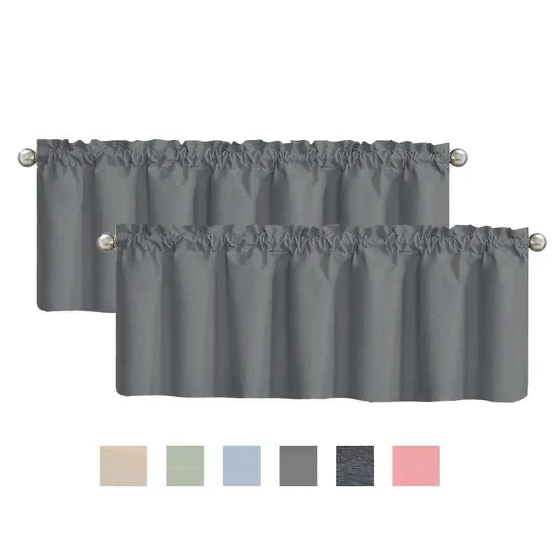 Solid 2-Piece Ultra Soft Blackout Drapes with Metal Rings, 39×20in Full Cover Perforated Heat-Insulated Short Curtains, Machine Washable, Do Not Bleach, Ideal for Bedroom Kitchen Decor