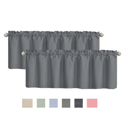 Solid 2-Piece Ultra Soft Blackout Drapes with Metal Rings, 39×20in Full Cover Perforated Heat-Insulated Short Curtains, Machine Washable, Do Not Bleach, Ideal for Bedroom Kitchen Decor