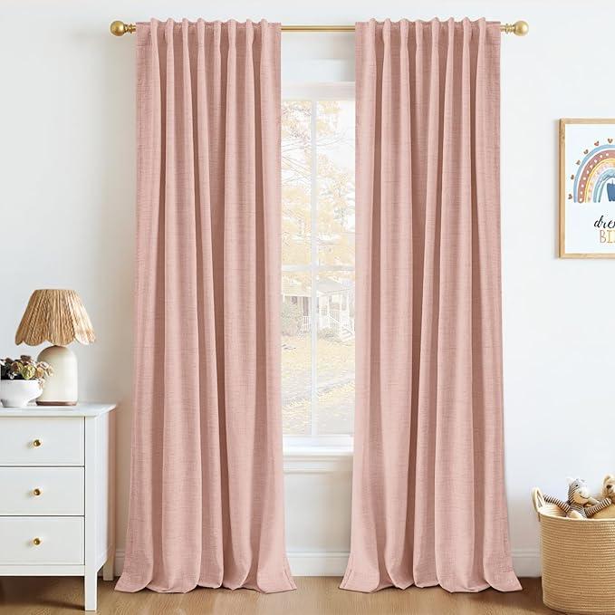 Inovaday | Blackout Curtains- 2pcs Linen Curtains for Bedroom & Living Room – Rod Pocket & Back Tab,Light Blocking Window Curtains for Apartment, Back To School,Renter-Friendly/Dorm Essentials,Home Textile