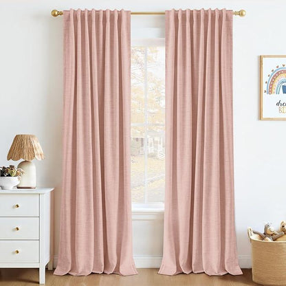 Inovaday | Blackout Curtains- 2pcs Linen Curtains for Bedroom & Living Room – Rod Pocket & Back Tab,Light Blocking Window Curtains for Apartment, Back To School,Renter-Friendly/Dorm Essentials,Home Textile