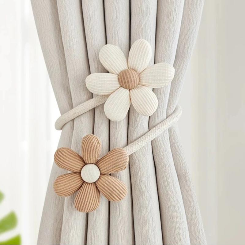 Inovaday 2pc Magnetic Curtain Tiebacks - Decorative Simple Window Decor Ropes & Straps for Securing Gauze Curtains