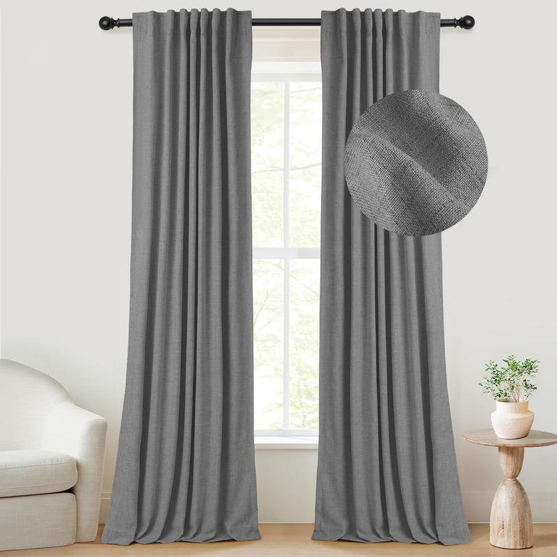 Inovaday | Blackout Curtains- 2pcs Linen Curtains for Bedroom & Living Room – Rod Pocket & Back Tab,Light Blocking Window Curtains for Apartment, Back To School,Renter-Friendly/Dorm Essentials,Home Textile