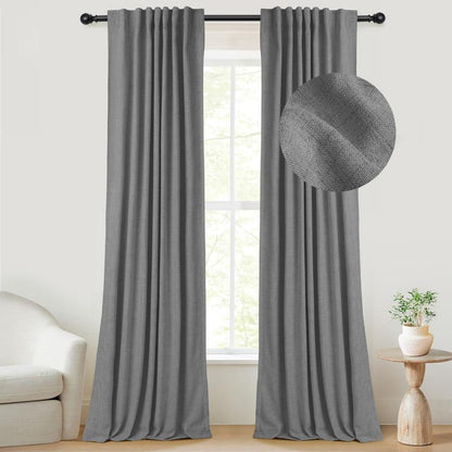 Inovaday | Blackout Curtains- 2pcs Linen Curtains for Bedroom & Living Room – Rod Pocket & Back Tab,Light Blocking Window Curtains for Apartment, Back To School,Renter-Friendly/Dorm Essentials,Home Textile