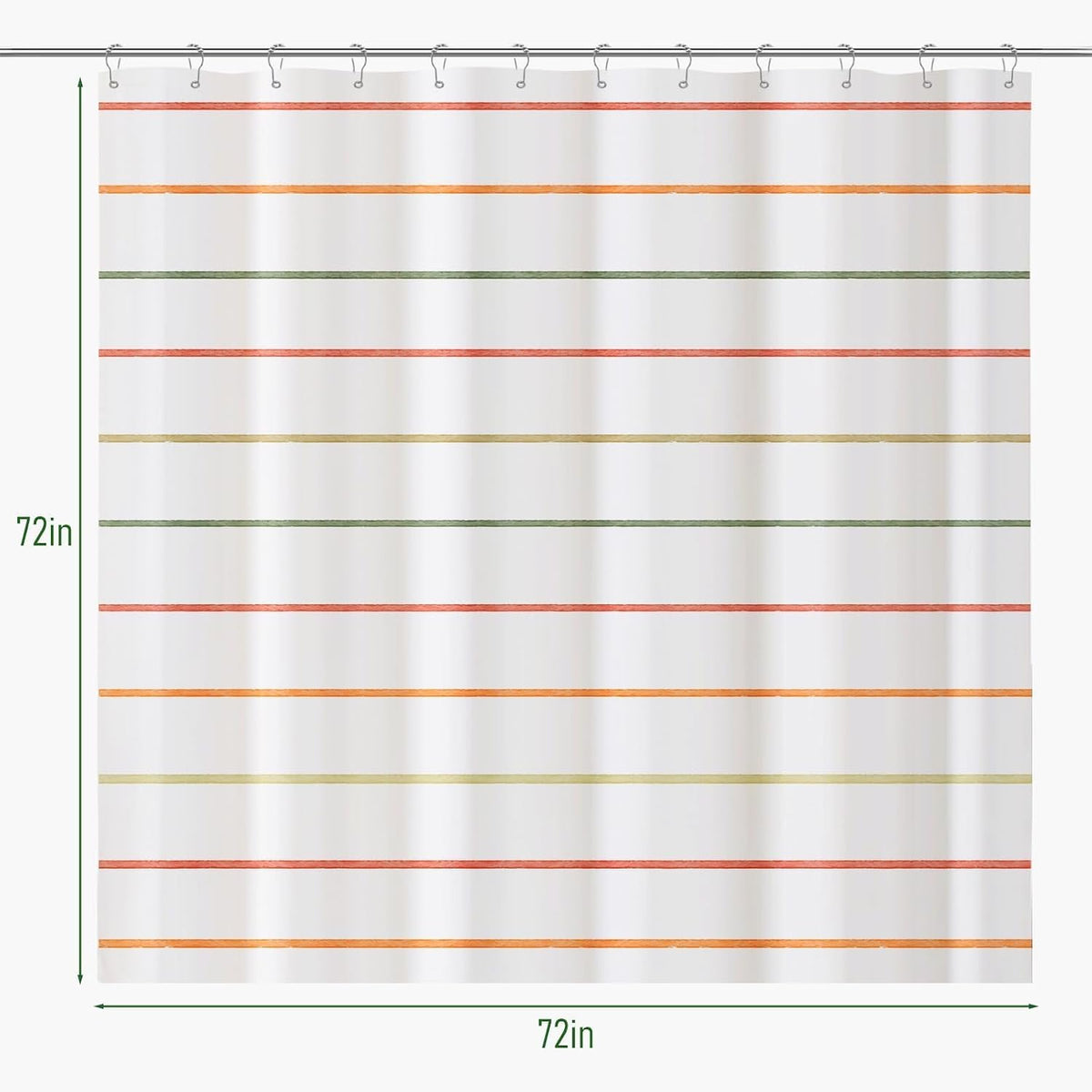 Kids Bathroom Shower Curtain, Colorful Hand-Drawn Stripe Design, 72 x 72