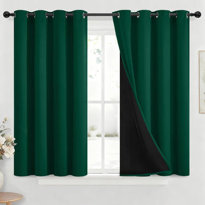 Yakamok Emerald Green Blackout Curtains 84 inches for Living Room, 52" Wide
