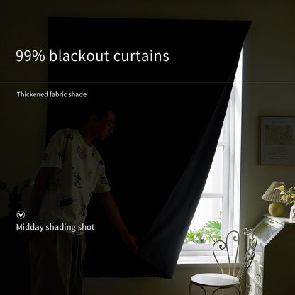 AJAZZ Self Adhesive Curtains 100% Blackout Shades Window Cover Sticky Curtain Portable Easy Open Black Out Curtains for Bedroom Living Room No Drilling (Black, 59" W x 63" L 1 Panel)