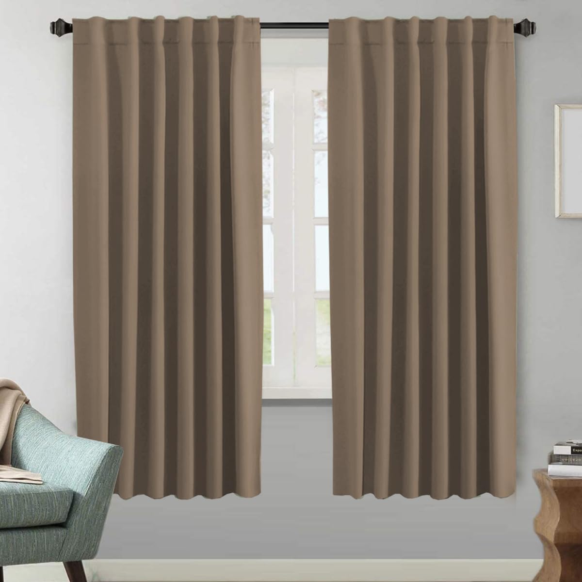 H.VERSAILTEX Blackout Curtains Thermal Insulated Window Treatment Panels Room Darkening Blackout Drapes for Living Room Back Tab/Rod Pocket Bedroom Draperies, 52 x 84 Inch, Light Sage, 2 Panels