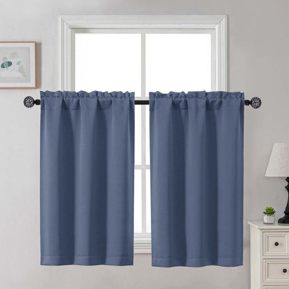 Gwine Black Tier Curtains 24 Inch Long 2 Panels for Kitchen