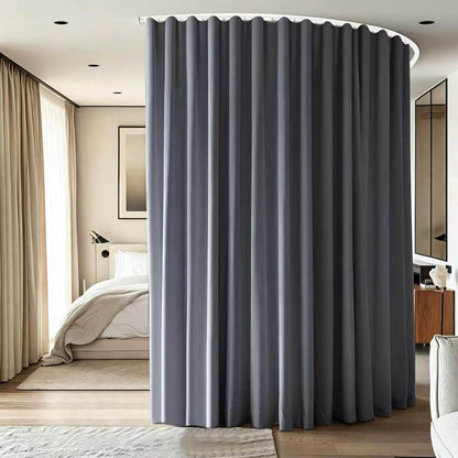 Room Divider Ceiling Mounted Curtains Track Sets Extra Wide Blackout Curtain Flexible Tracks for Bedroom Privacy Partition Separator, 1 Panel Black Drape and White Rail, W8.3 x H8ft