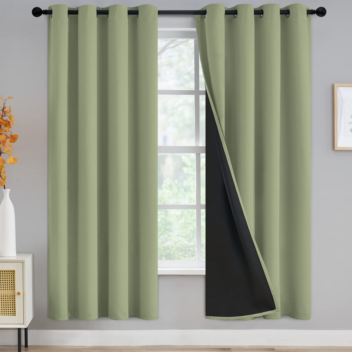 Yakamok Emerald Green Blackout Curtains 84 inches for Living Room, 52" Wide