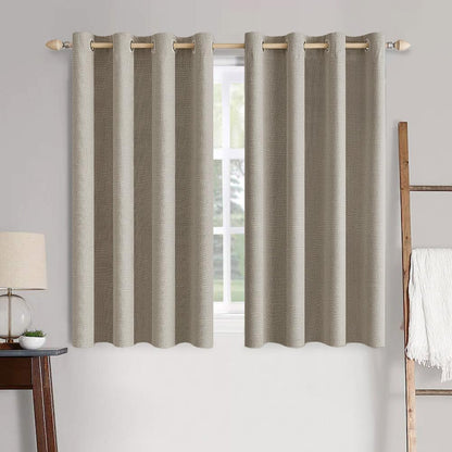 MIULEE 100% Blackout Linen Curtains for Bedroom 52x90 Inches Natural Beige
