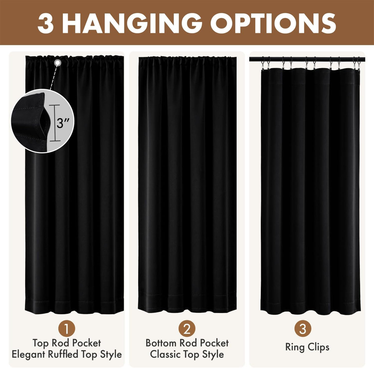 MIULEE Halloween Black Blackout Curtains for Bedroom Room 40"x63" 2 Panels