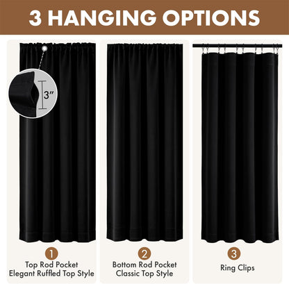 MIULEE Halloween Black Blackout Curtains for Bedroom Room 40"x63" 2 Panels