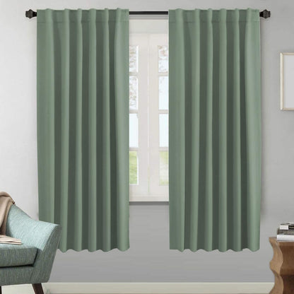 H.VERSAILTEX Blackout Curtains Thermal Insulated Window Treatment Panels Room Darkening Blackout Drapes for Living Room Back Tab/Rod Pocket Bedroom Draperies, 52 x 84 Inch, Light Sage, 2 Panels