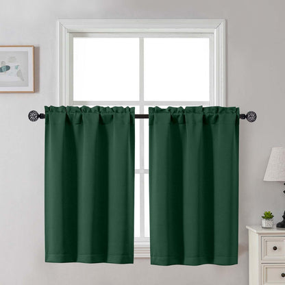 Gwine Black Tier Curtains 24 Inch Long 2 Panels for Kitchen