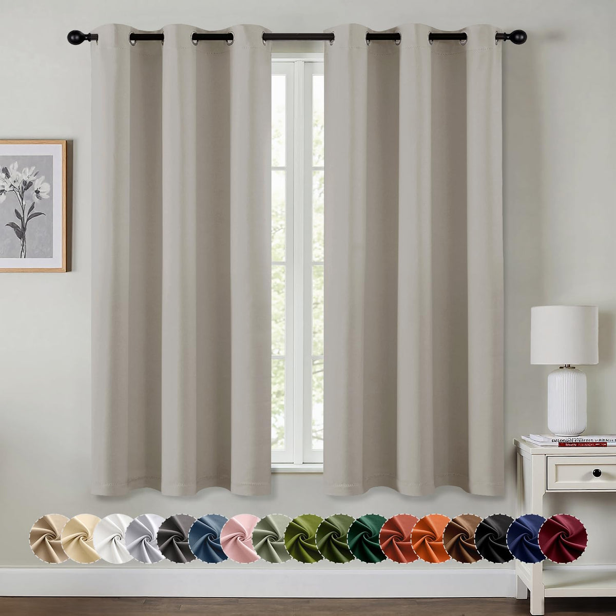 MIULEE Blackout Curtains for Bedroom 2 Panels 40 x 63 Inch Long Black